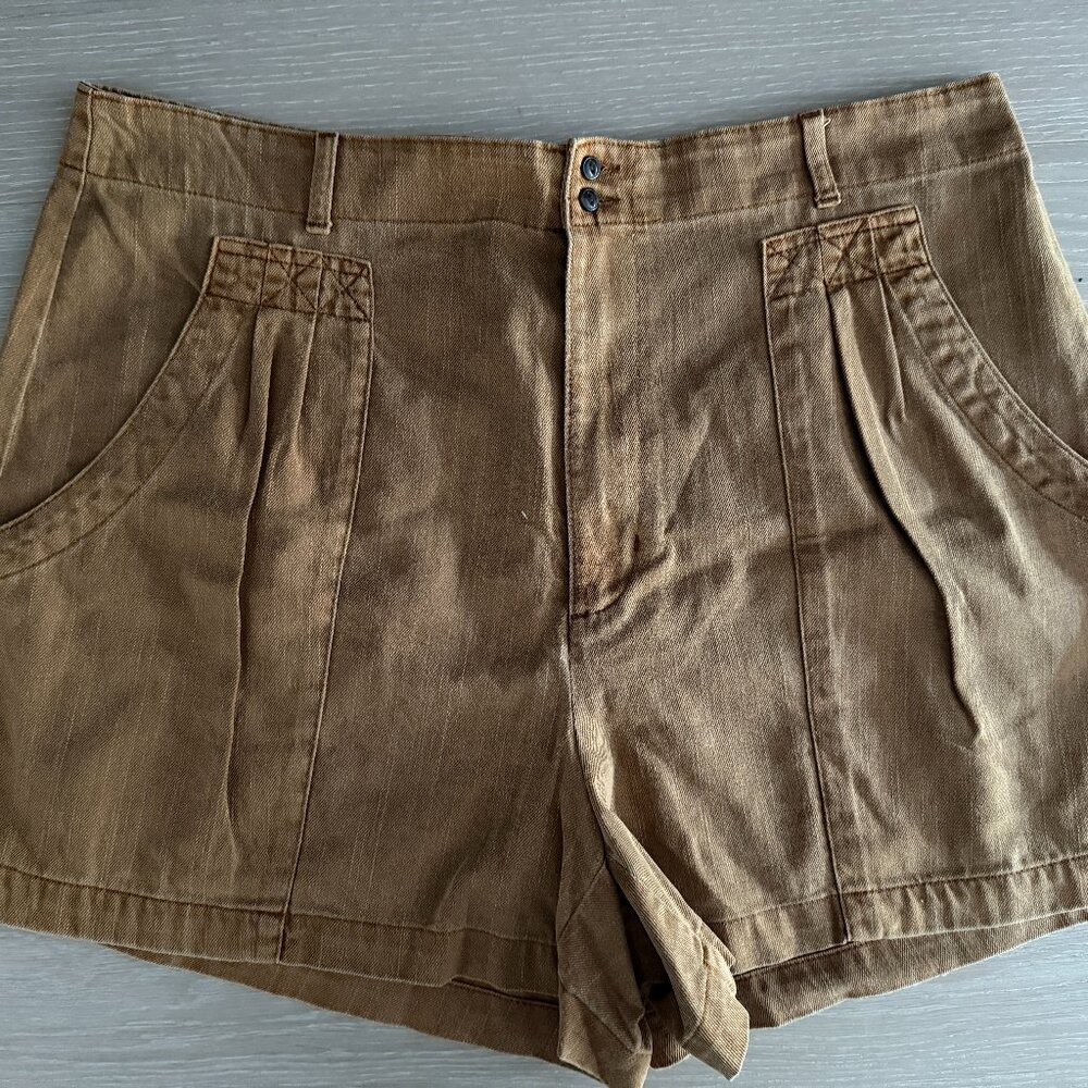 Universal Thread High-Rise A-Line Pleated Shorts Mustard Seed Cotton Size 16